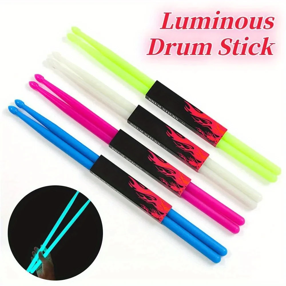 1-Pair 5A Luminous Drumsticks Classic Waterdrop Tip Nylon Neon Colored Glowing Drum Sticks-Ideal for Beginners Stage Performers