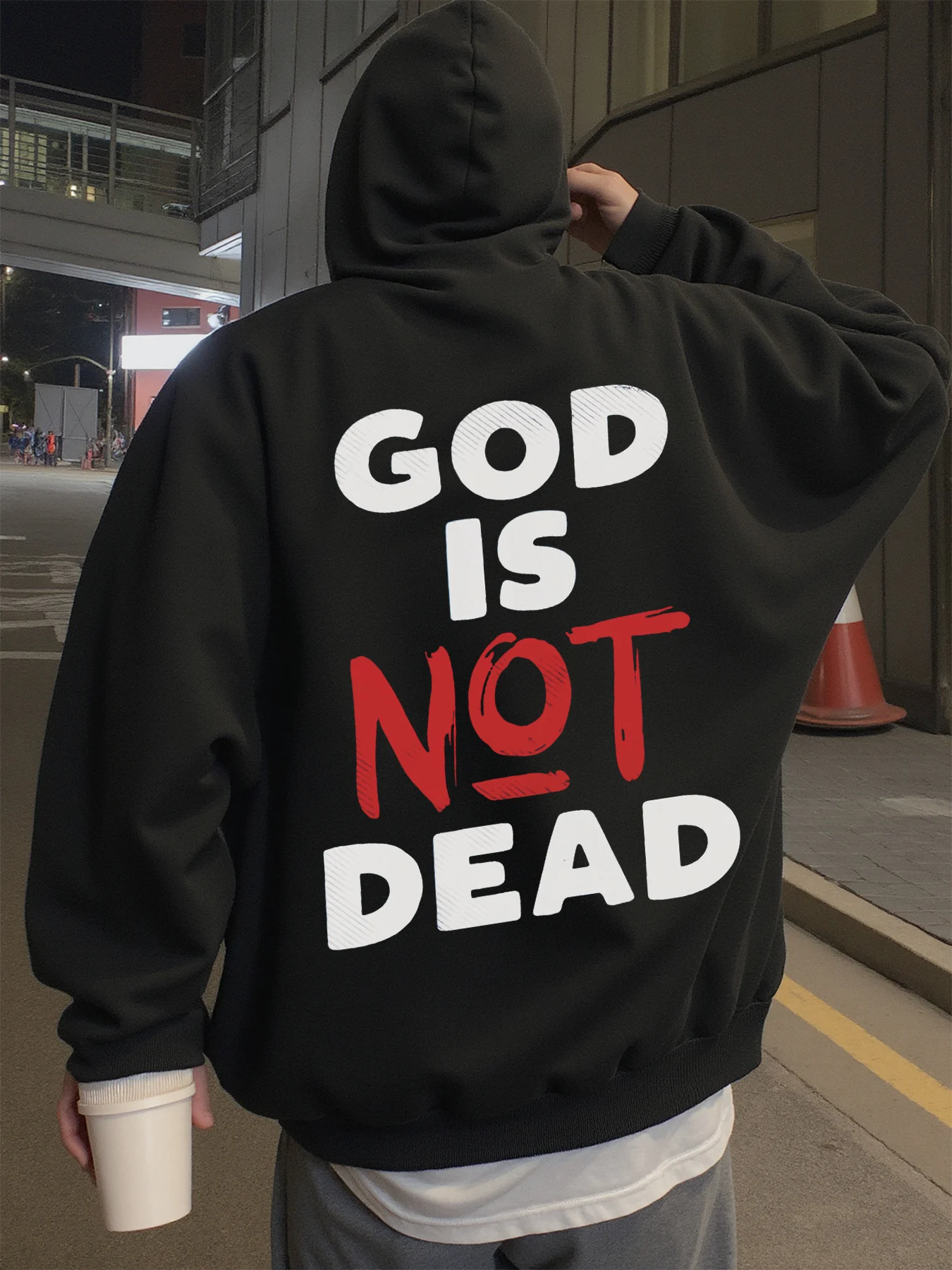 هوديي للرجال، ملابس الشارع، هوديس برسومات مطبوعة God Is Not Dead، ملابس رجالية لفصل الربيع والخريف والشتاء