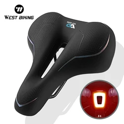 WEST BIKING Thicken Bicycle Saddle Comfortable Shockproof Cycling Seat Hollow Non-slip Soft Cushion Travel MTB Road Bike Saddle