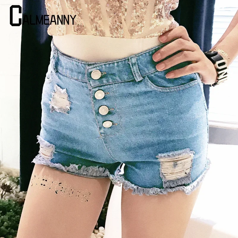 Women Jeans Shorts 2023 Summer New Korean Edition Sexy Back Zipper High Waist Hole Tassel Denim Shorts Vintage Short Hotpants