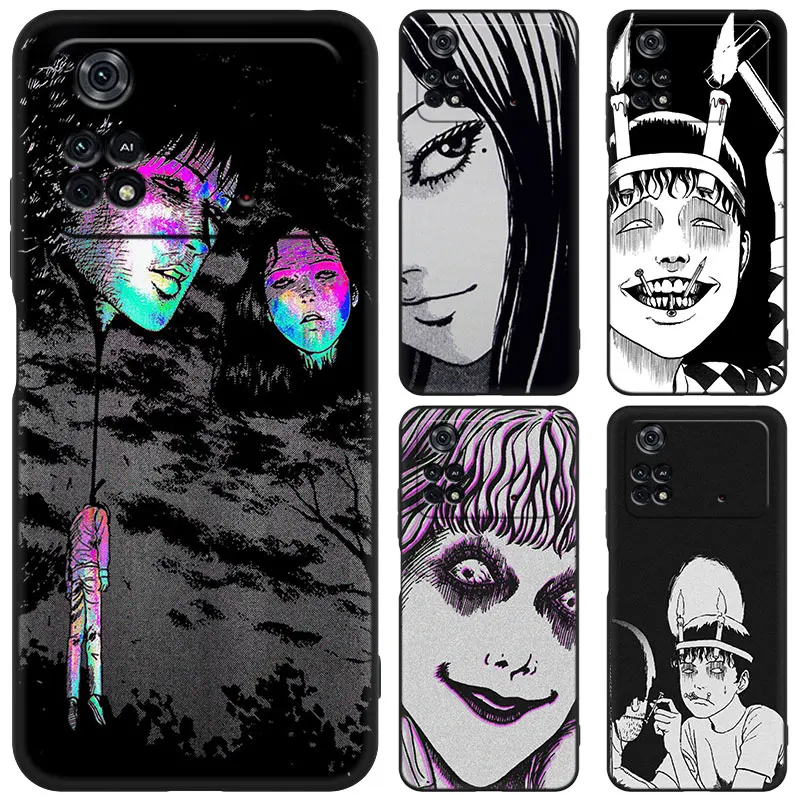 Horror Comic Junji ito Tomie Tees Black Case For Xiaomi Mi POCO M6 Pro F5 X5 X4 X3 NFC M5S M3 M4 Pro 5G F3 F4 GT F1 F2 Cartoon