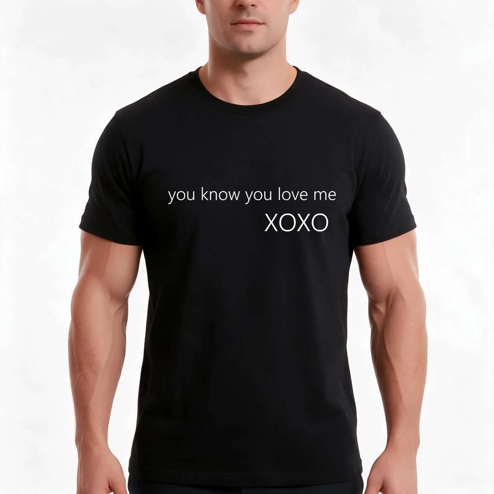 you know you love me XOXO T-Shirt, Summer Casual Cotton Tee, Oversized Streetwear Tops, Vintage Graphic Print, Unisex Men Women