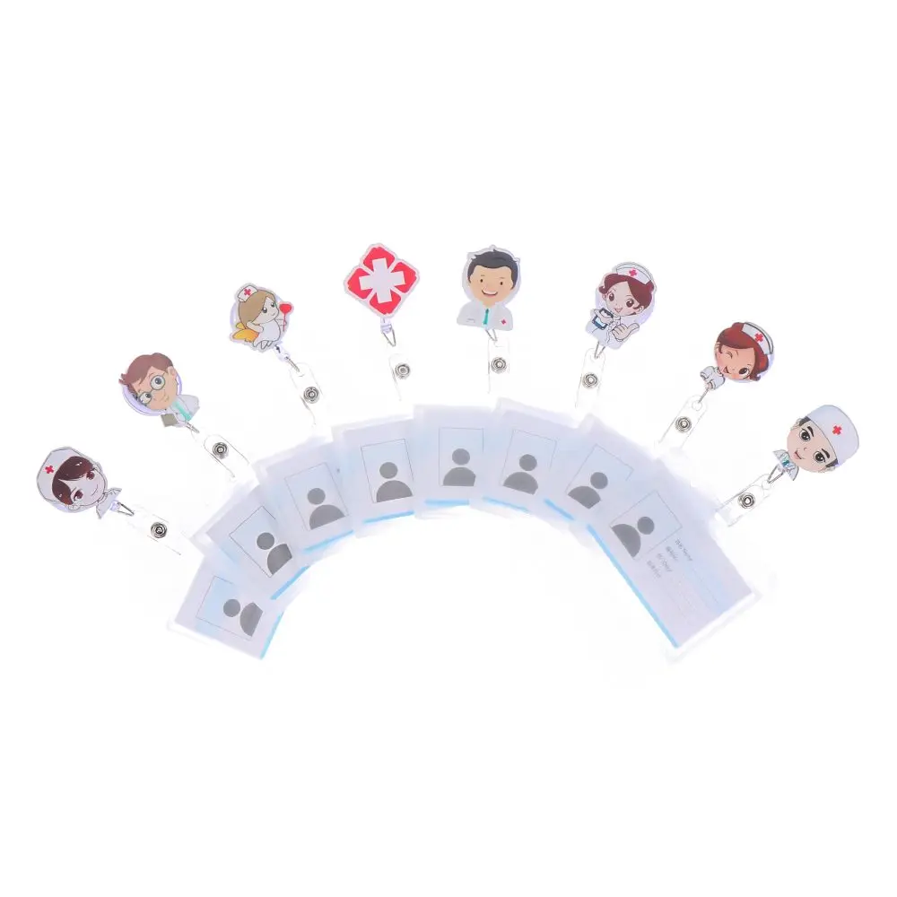 

Cute Office Supplies Metal Clip Retractable Nurse Doctor Business Work Card with Retractable Reel ID Badge Holder Badge Holders