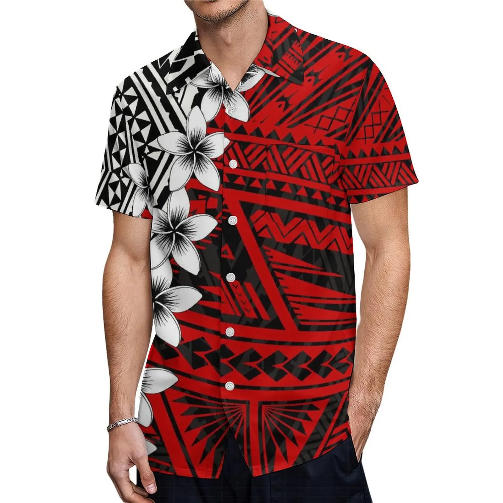 Custom Island Couple Set Polynesian Design Pattern Women'S Crew Neck Jumpsuit Elegant Long Skirt And Men'S Shirt 