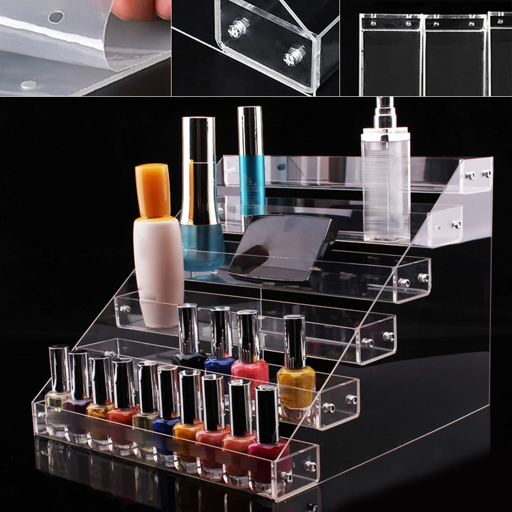 6-Tier Clear Acrylic Rack Perfume Makeup Ladder Display Stand Risers Shelf NEW Clear Acrylic Display Shelf Perfume Makeup Ladder