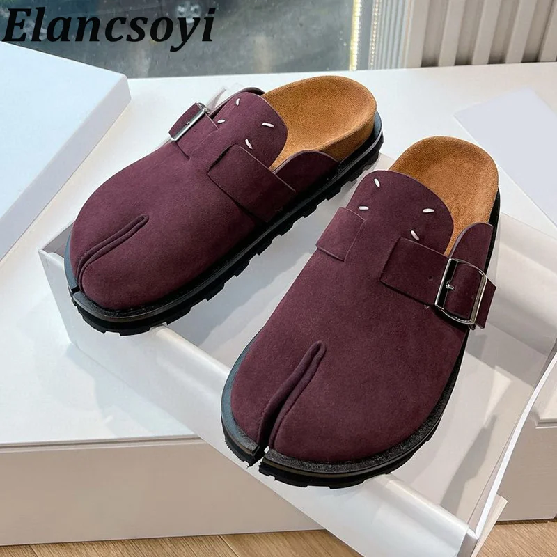 

Spring Autumn Belt Buckle Design Flip Flops Slippers Women's Thick Bottom Solid Color Lazy Mules Outdoor Leisure Vacation Shoes