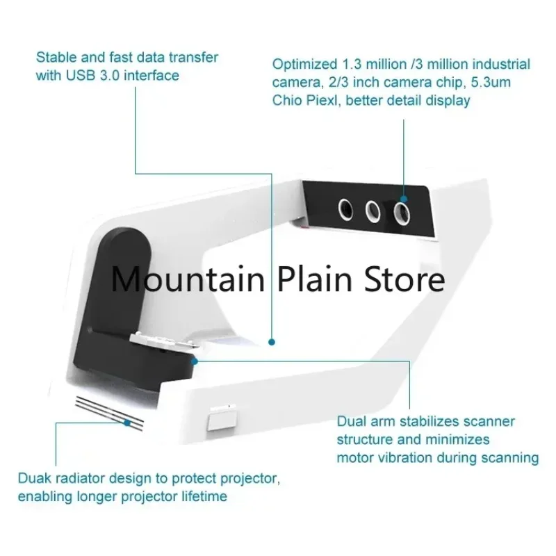 YUN YI QScan Pro OEM DesktopLab Scanner 3D Blue Light Demo Machine Texture Teeth Scanner