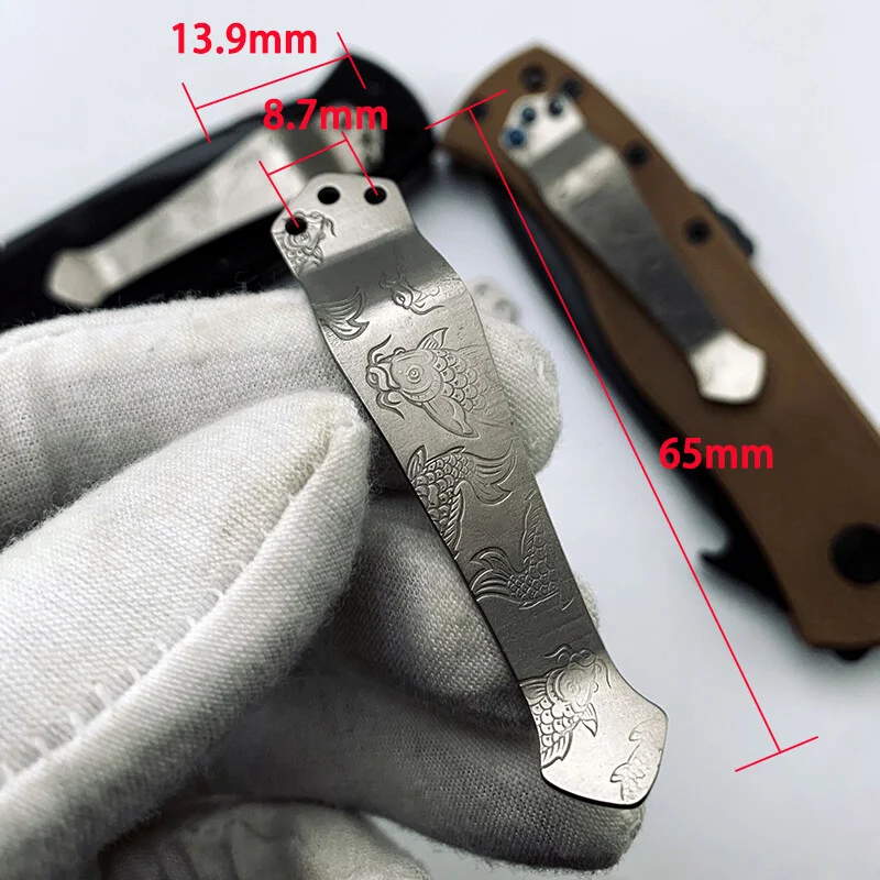 1PC TC4 koi fish Pocket Clip for for Zero Tolerance 3-Holes Pocket Clip Universal
