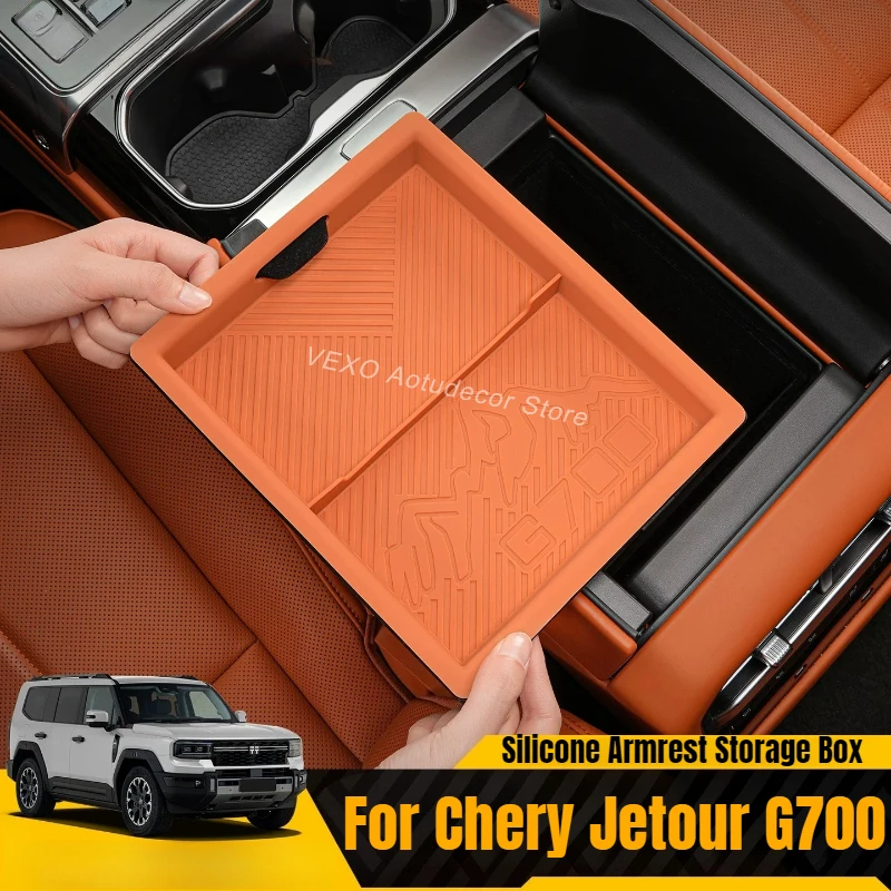 

For Chery Jetour G700 2025 2026 Silicone Central Control Armrest Storage Box Organizer Case Anti-slip Mat Interior Accessories