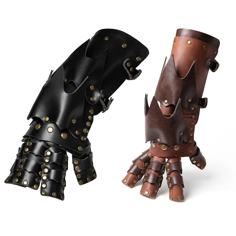 New Right Hand Gloves Fingerless Arm Long Gloves Vintage Steampunk Leather Gloves Halloween Party Carnival Cosplay Props