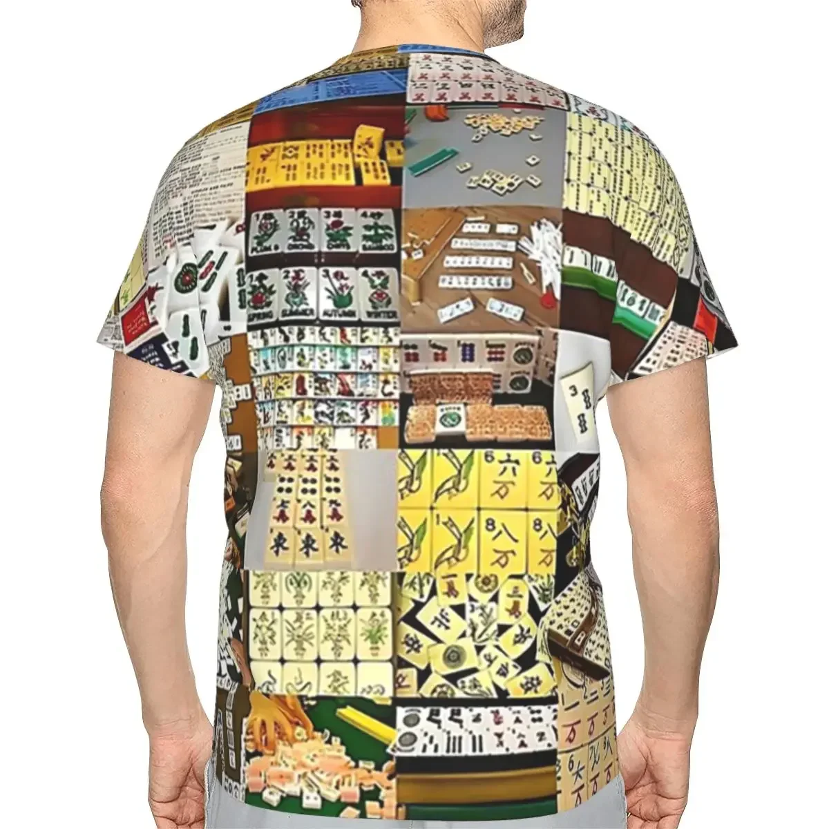 Mahjong Collage polyester T-Shirt Men'sFashion T Shirts Men Round Neck Short Sleeve