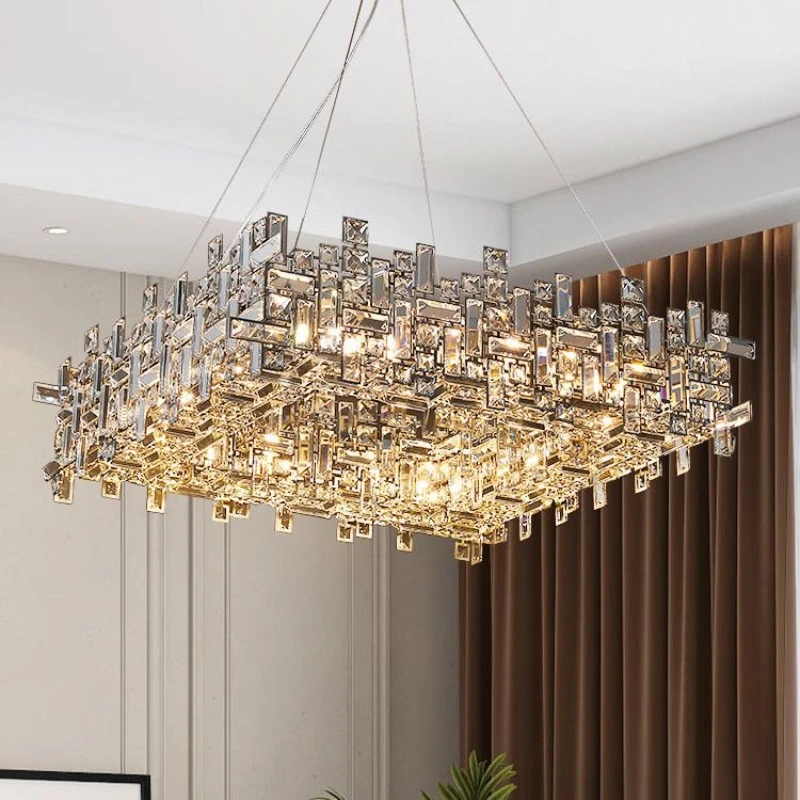 

Italy Light Luxury Originality Crystal Chandelier for Villa Bar Counter Living Room Pendant Lamp Indoor Lighting Hanging Fixture