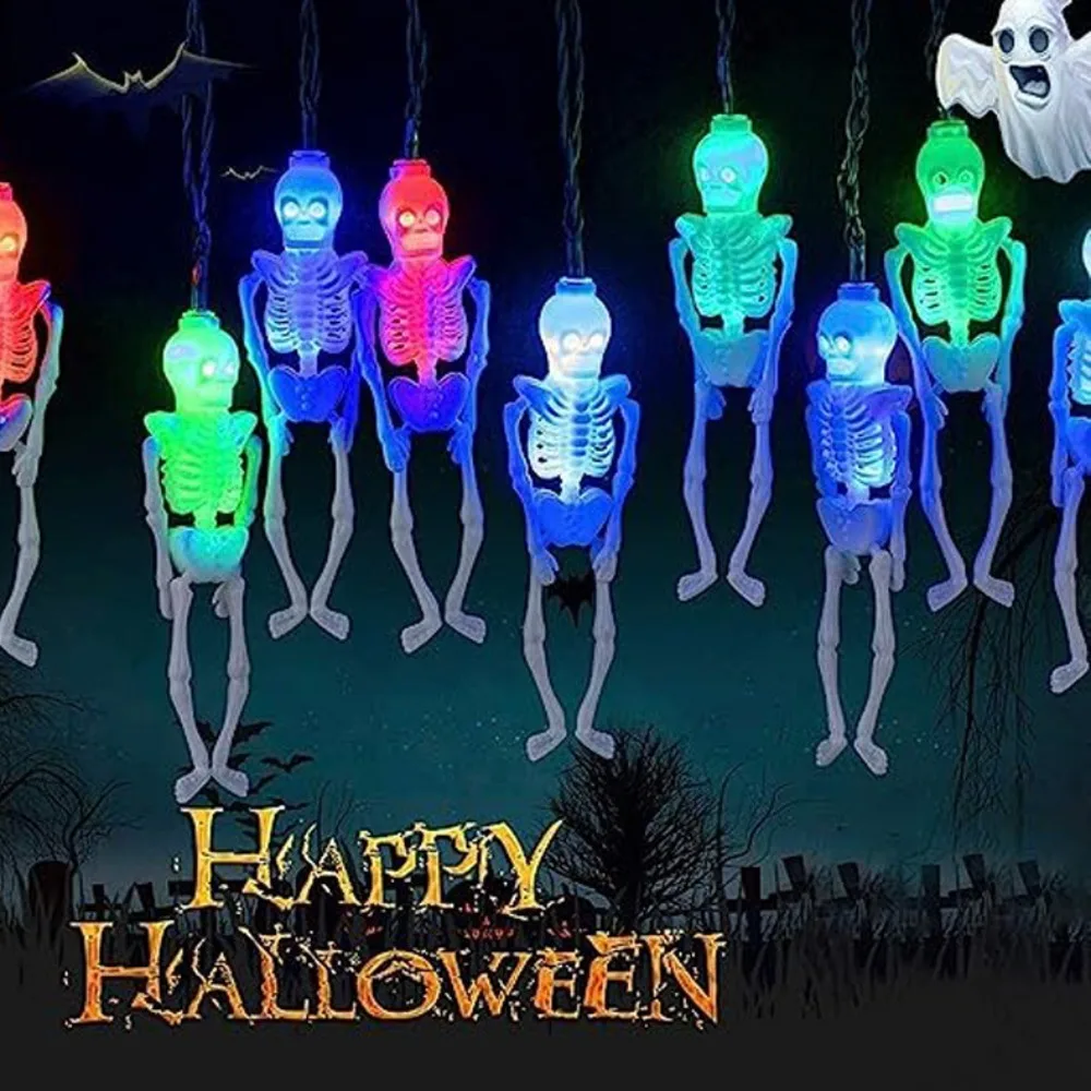 

Portable 2.5 Meters Skeleton Lantern String 8 Mode Timers 3D LED Colored Lights Party Decor Battery Version Decor Lamp Garden