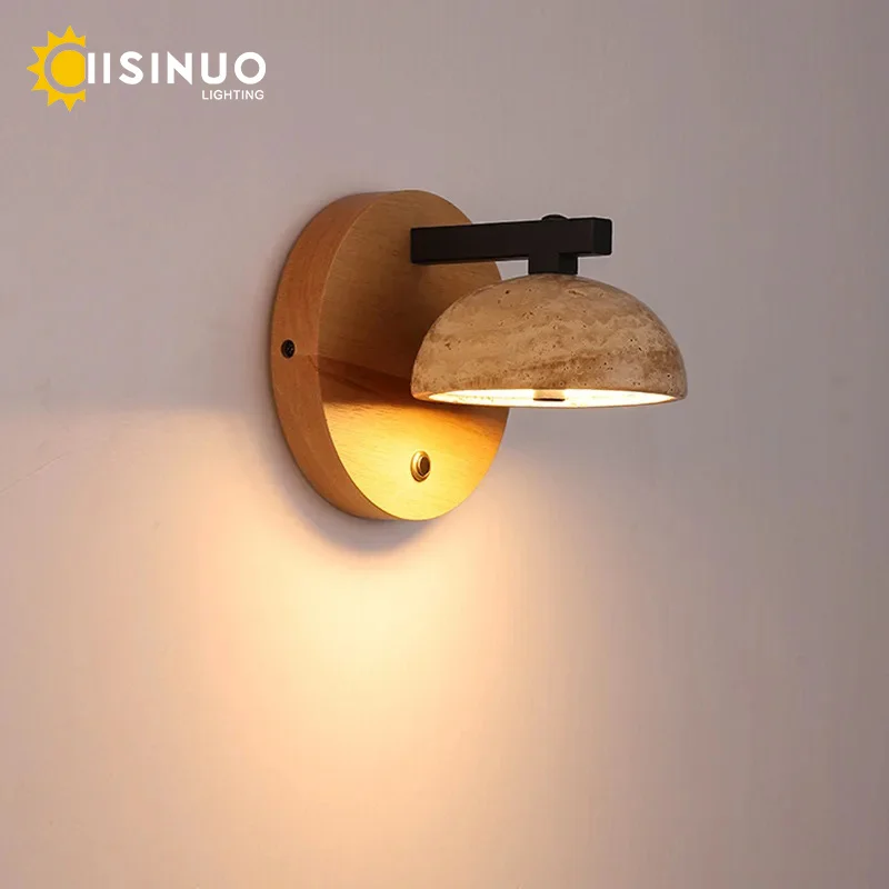 wabi-sabi-natural-yellow-travertine-wall-sconce-walnut-wood-base-led-12w-3-color-changeable-wall-lamp-for-bedroom-bedside-living