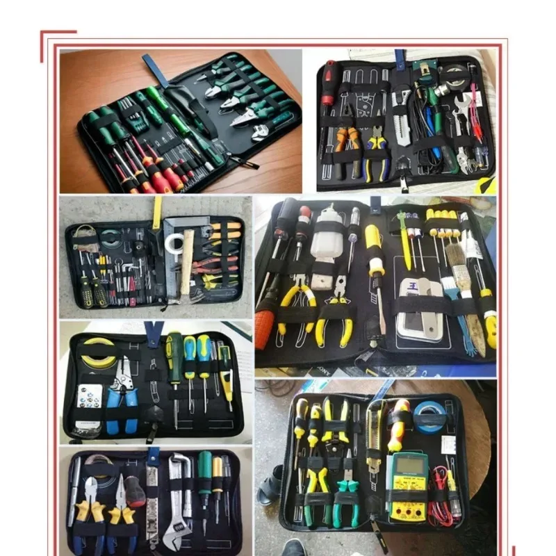 

Hard Base Tool Bag, Portable Electrician Oxford Storage Case, Multifunctional Waterproof DIY Organizer Box 3 Sizes Container