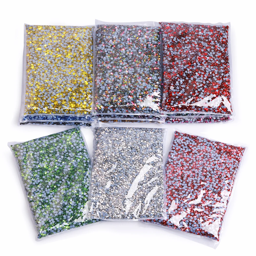 SS6-SS30 Wholesale Bulk Package Glitter Glass Rhinestones Hotfix Flatback Crystal Various Colors Gems For Garment Decoration