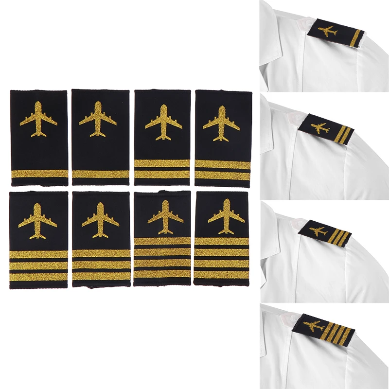 1Pair Clothing Decoration Epaulettes Professional Pilots Uniform Epaulets Craft Shoulder Badges DIY Clothes Decor AccessoriesHot
