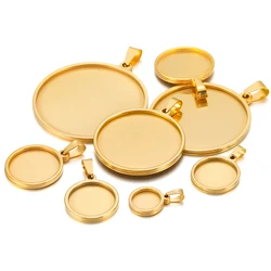 5pc Stainless Steel 10/15/16/18/20/30/35/40mm Round Blank Bases Cabochon Cameo Base Tray Bezel for Pendant DIY Jewelry Making