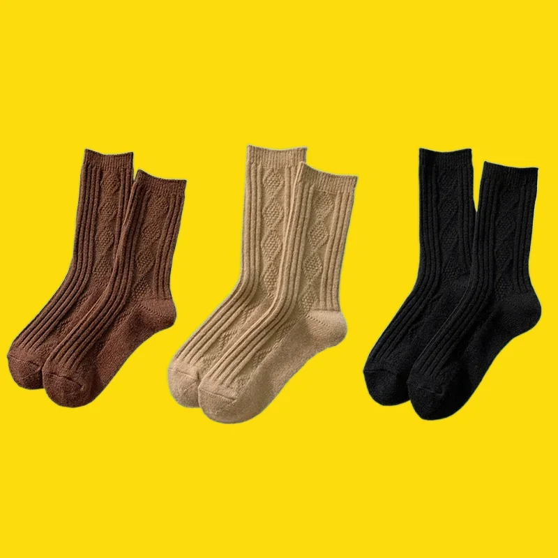 3/6 Pairs High Quality Women's Cotton Socks Fashion Breathable Solid Color Women Socks Comfortable Striped Thicken Women's Socks