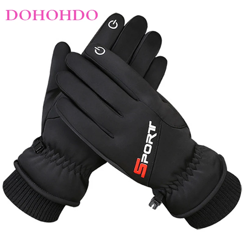 

Black Gloves Men Women Winter Touch-screen Ski Gloves Outdoor Waterproof Windproof Warm Cycling Gloves Velvet Motorcycle Guantes