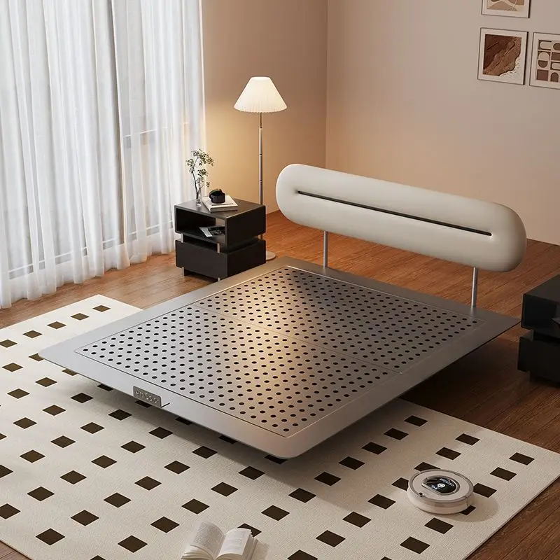 

Modern minimalist leather suspension bed bedside soft bag master bedroom bed