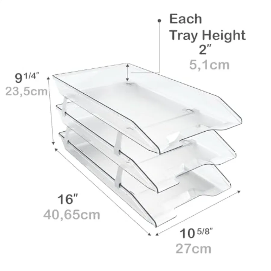 Acrimet 3 طبقات من علبة الحروف القانونية للحمل الأمامي بالحجم القانوني (بلاستيك) (لون كريستال شفاف) صنع في الولايات المتحدة الأمريكية