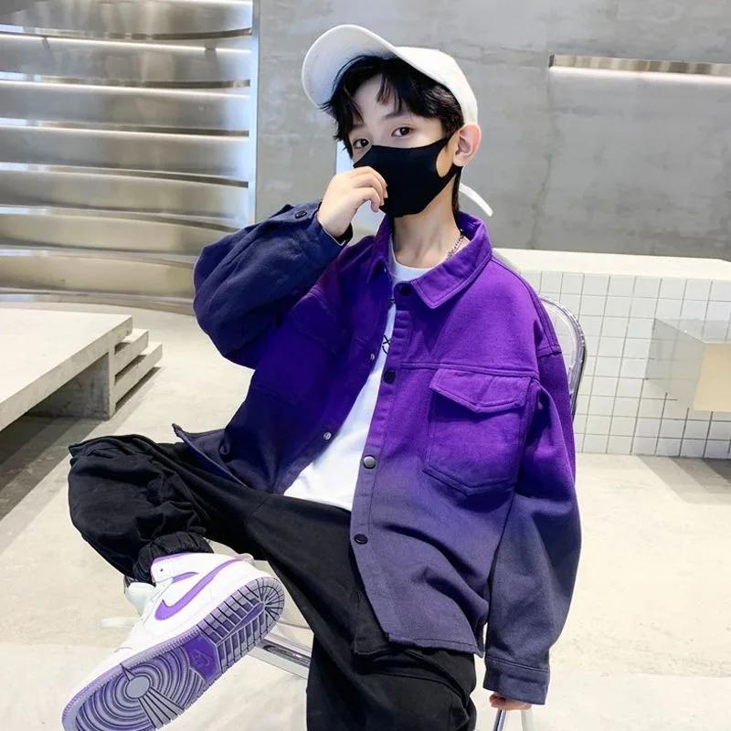 

202, весенне-осенняя стильная куртка с длинными рукавами для мальчиков, модная уличная одежда для больших и высоких детей