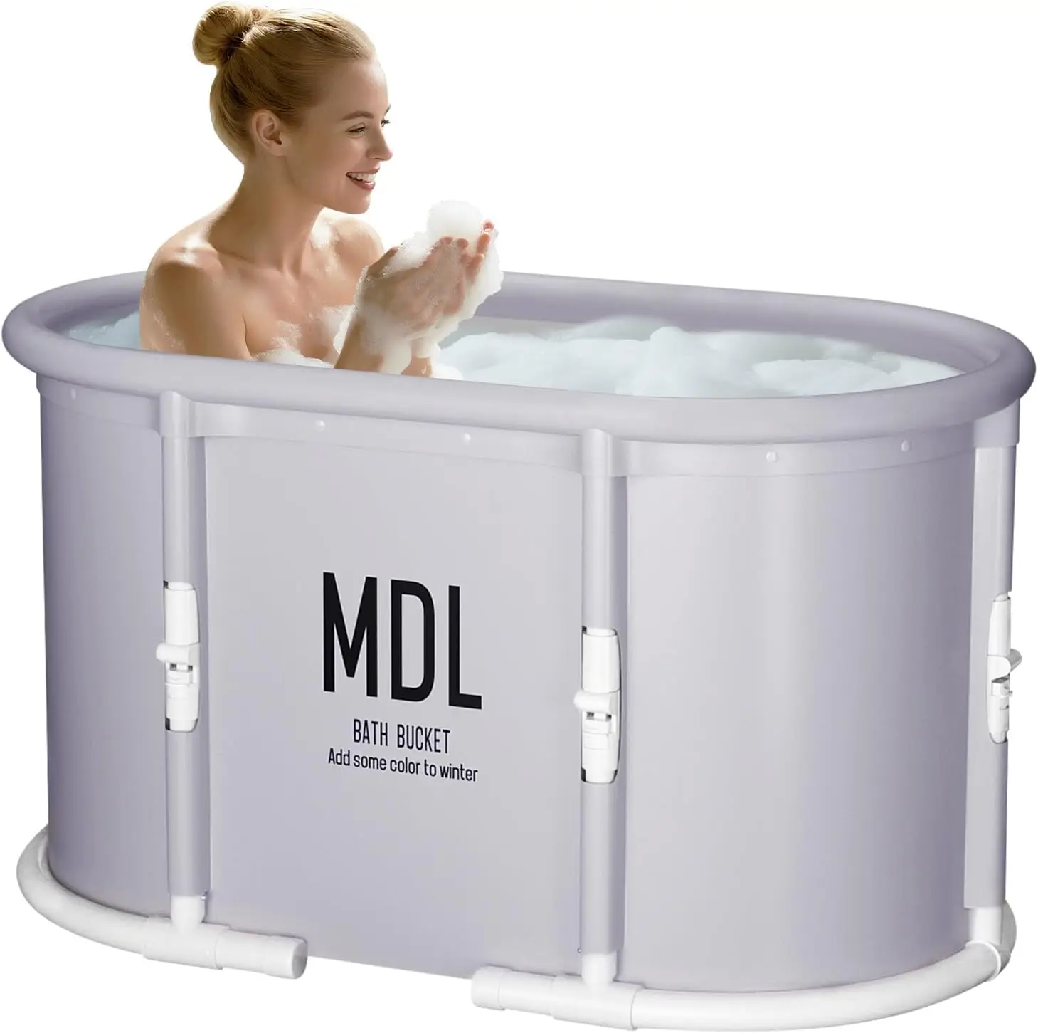 

Portable Bathtub, Foldable Bathtub No Installation, Freestanding Shower Bathtubs with Cushion, Collapsible SPA Soaking Bath Tub,
