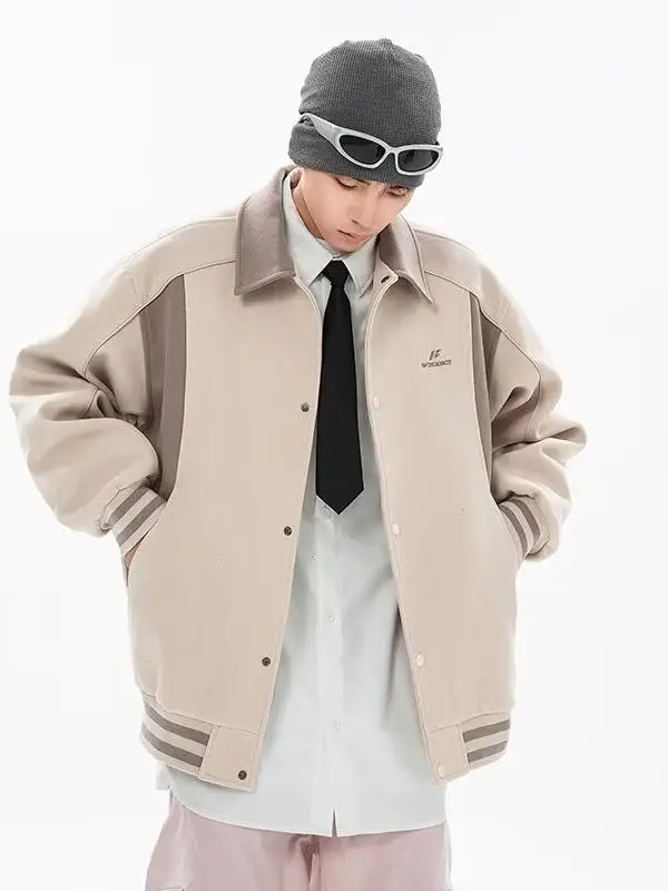 

Мужская шерстяная куртка в клетку, весенне-осенняя новинка, модная верхняя одежда с воротником в американском стиле ретро, подходящая для всех сезонов Long Sve