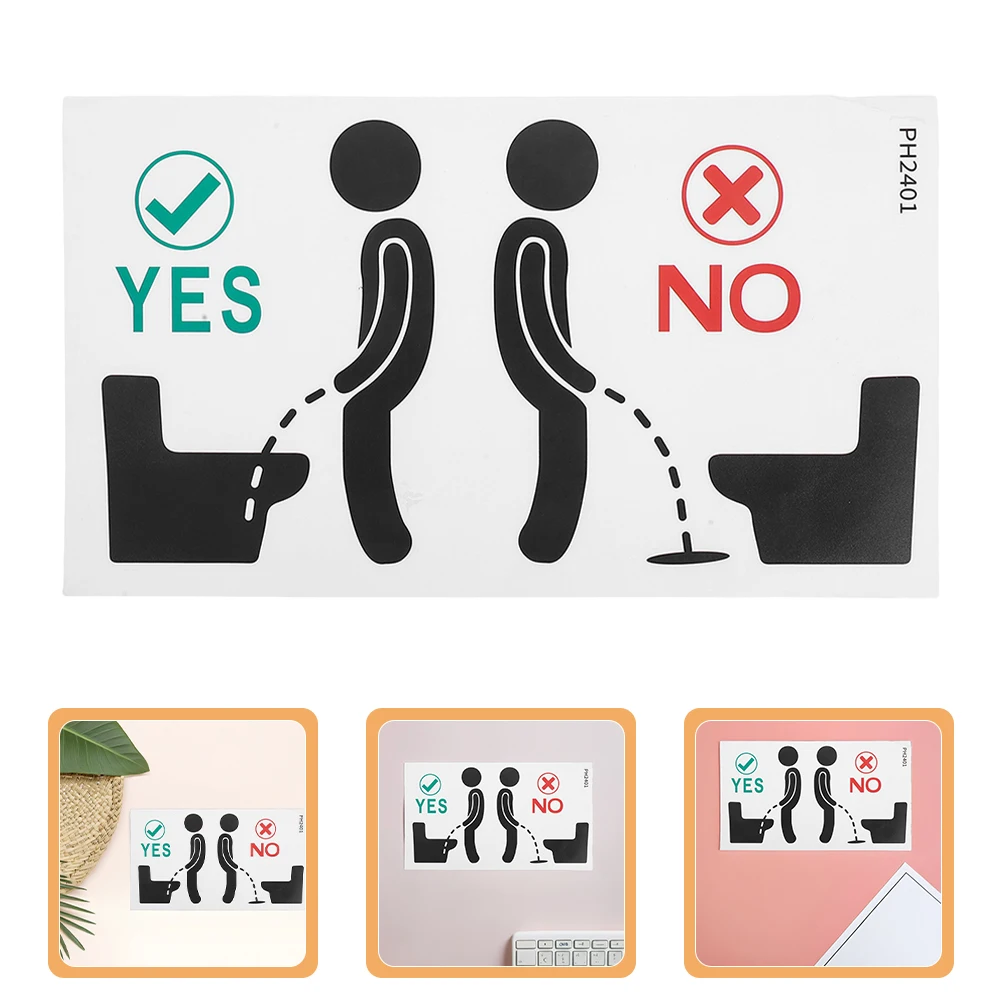 

4 Pcs Bathroom Civilization Stickers Waterproof Removable Decorative Funny Reminder Toilet Decal Public Restroom for Business