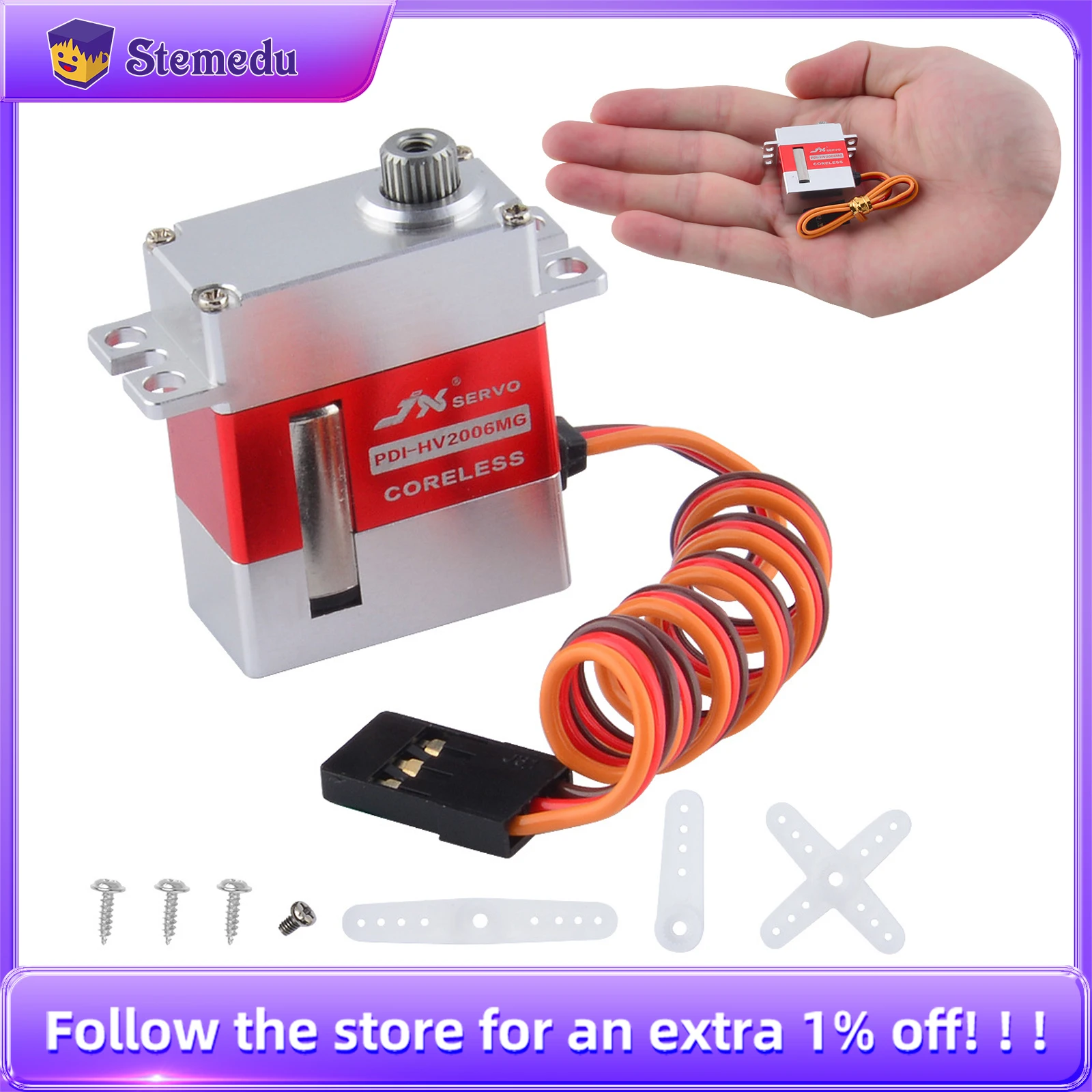 

JX Micro Servo PDI-HV2006MG 6.2kg Metal Gear Full CNC Coreless HV Digital Servo for RC Glider 500 Class Heli Tail And Swashplate