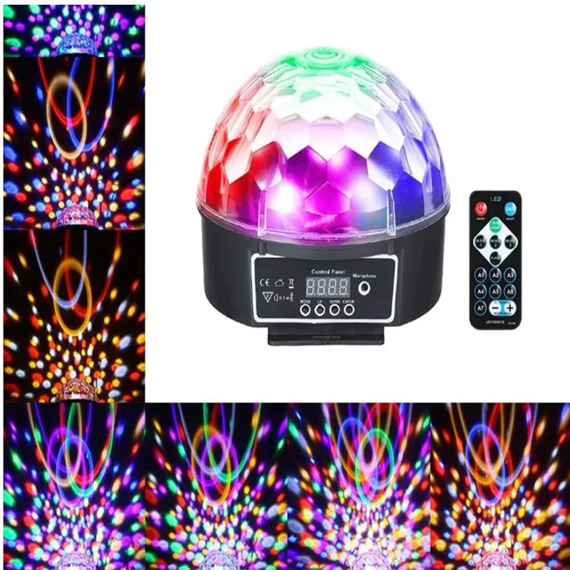 

9 Colors LED Disco Ball DMX Crystal Magic Ball Stage Lighting Effect DJ Party Christmas Sound Activated Light With Remote