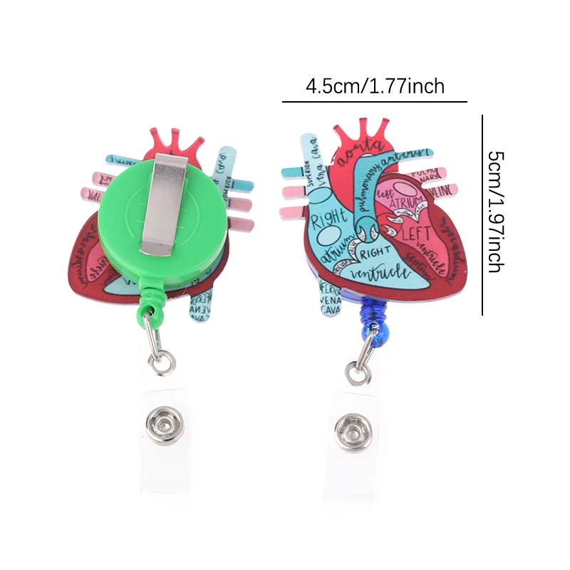 Anatomiczny Diagram serca chowany kołowrotek z plakietką, Monitor techniczny pielęgniarki plakietka identyfikacyjna telemetrycznej pokrowiec na karty pielęgniarki kardiologicznej,