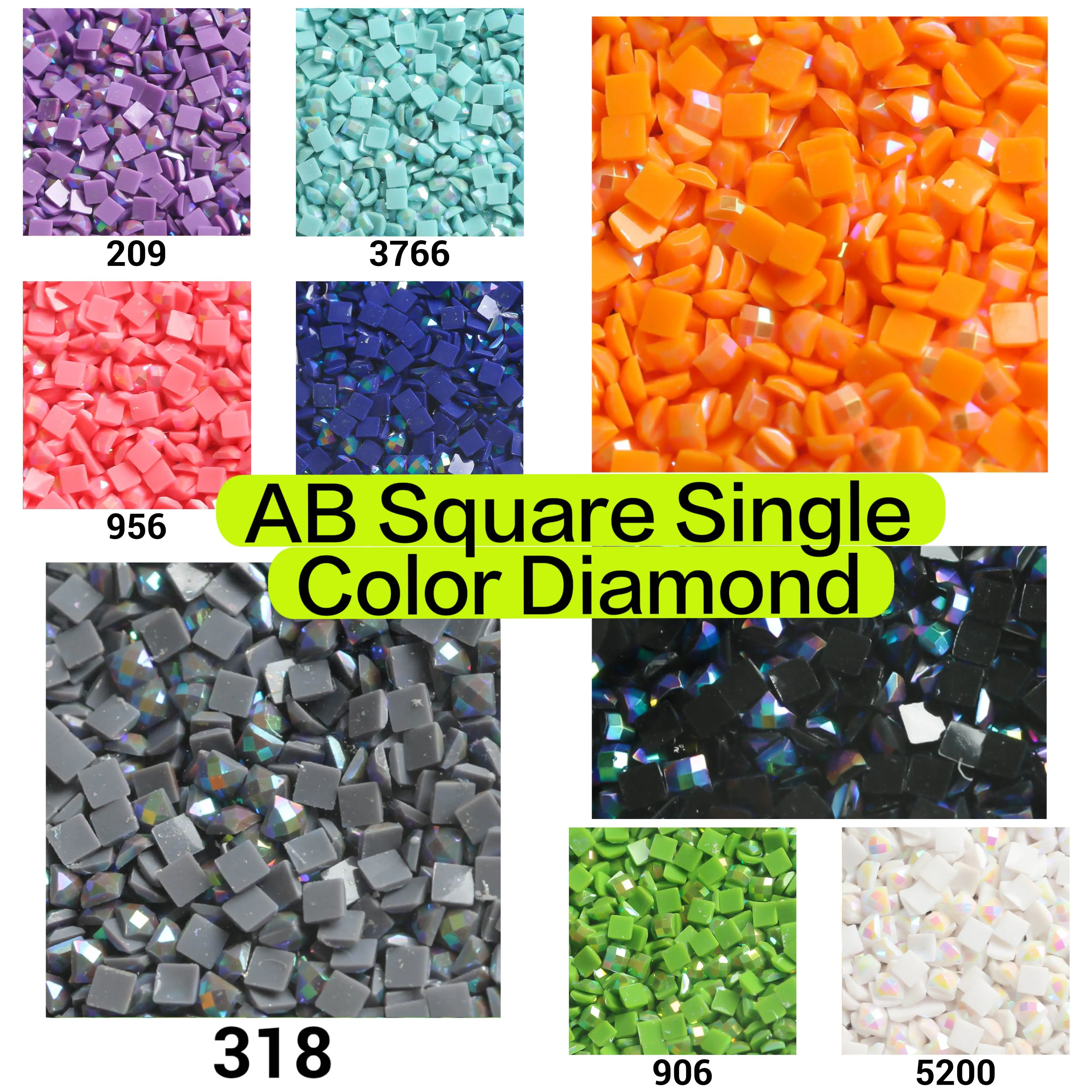 ลูกปัดเพชรทรงสี่เหลี่ยม AB สีเดียวสำหรับ5D ภาพเพชรเรซิ่น AB เพชร2.5มม. 1000ชิ้น