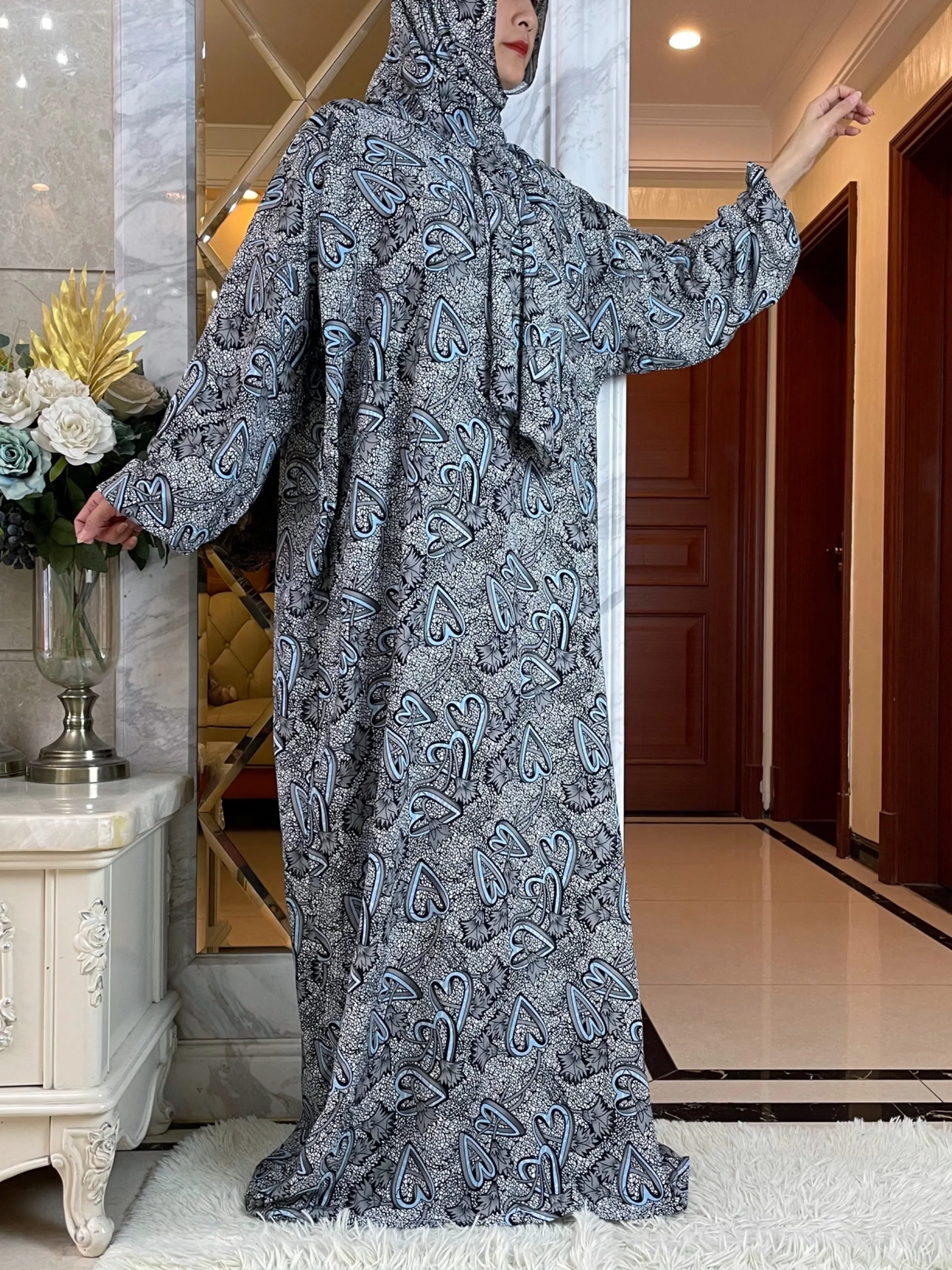 Abaya-Robe africaine en coton pour femmes musulmanes, tissu doux imprimé, style moyen-orient, turban, rêves, 2024