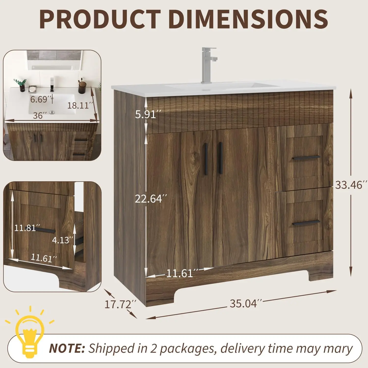36" Wooden Vanity Cabinet 2