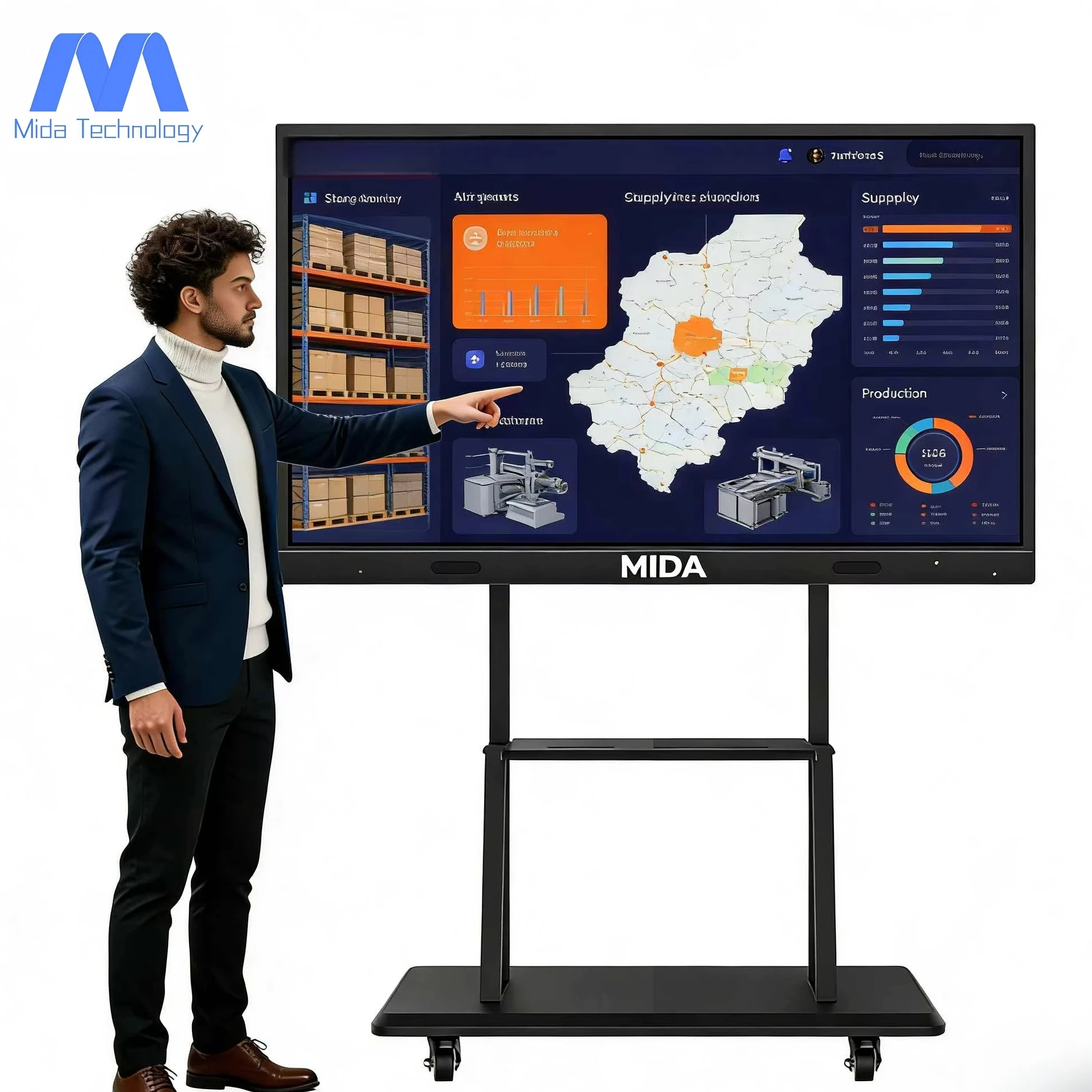 

MIDA Smart Whiteboard 4K LCD Touch Screen Meeting Room Classroom Interactive Board 20 Point All In One Whiteboard Smart Board