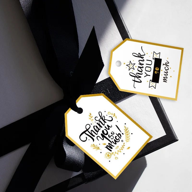 48pcs/set Gilding THANK YOU Label Tags Kawaii Hanging Labels DIY Wedding Gift Wrapping Paper Cards New Year Gift Wrapping Tags