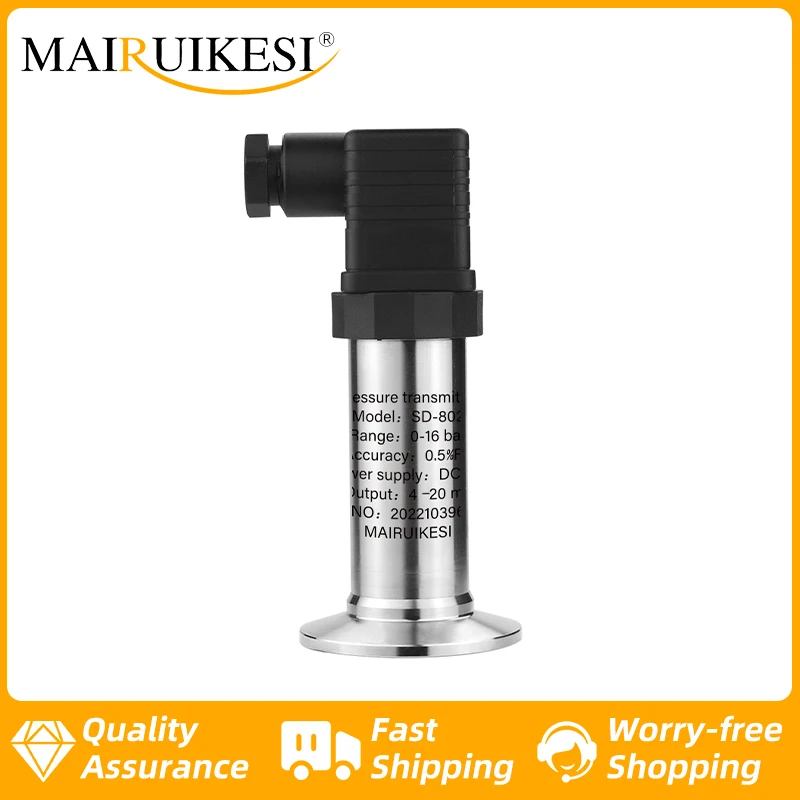 

Sanitary Pressure Transmitter 4-20ma 0-5v 0-10v Flat Film Pressure Horizontal Ferrule Sensor Stainless Steel Shell Clamp