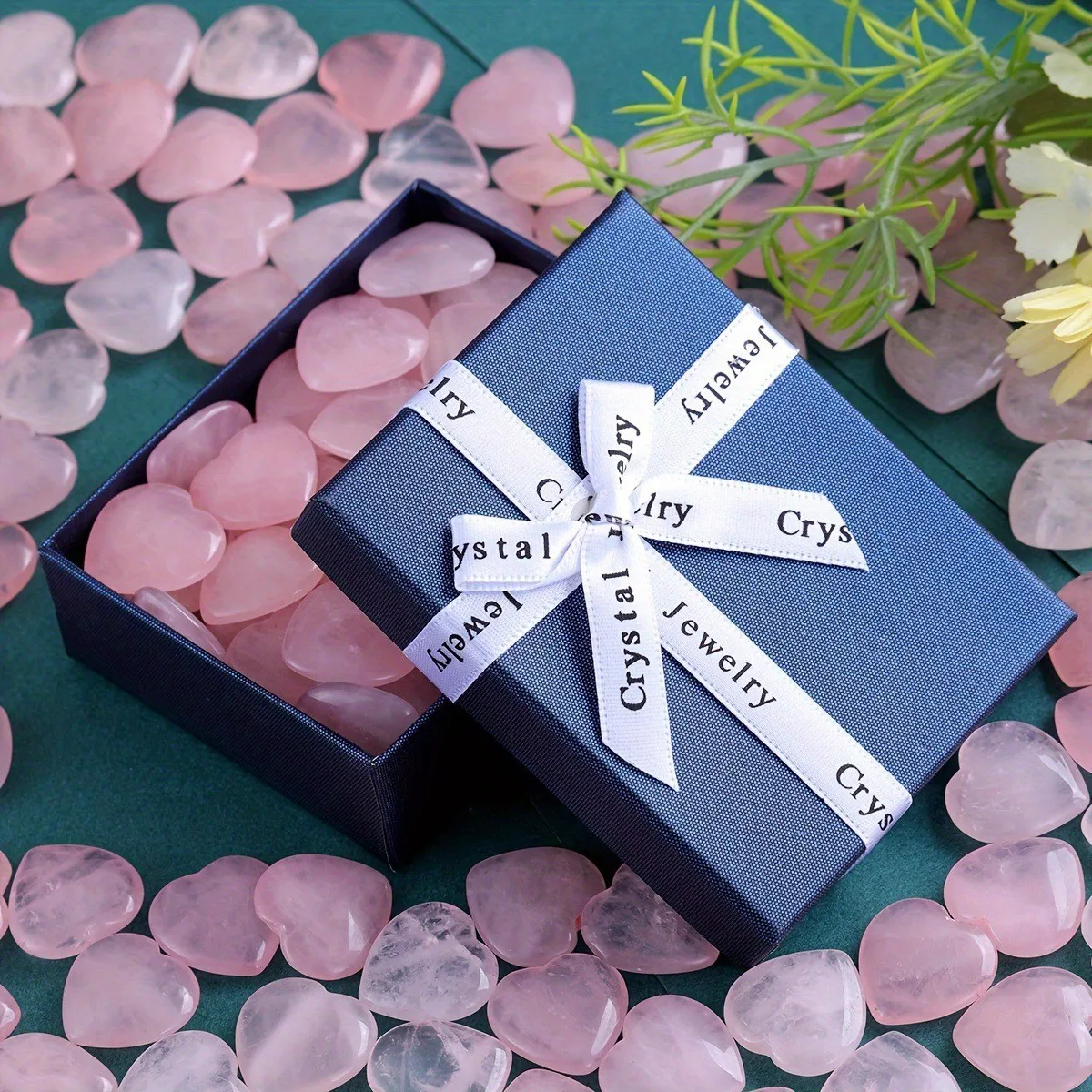 20/30/50PCS Rose Quartz Heart Natural Crystal Gift Set Polished Stones Healing Reiki Gemstone Valentine Gift For Women