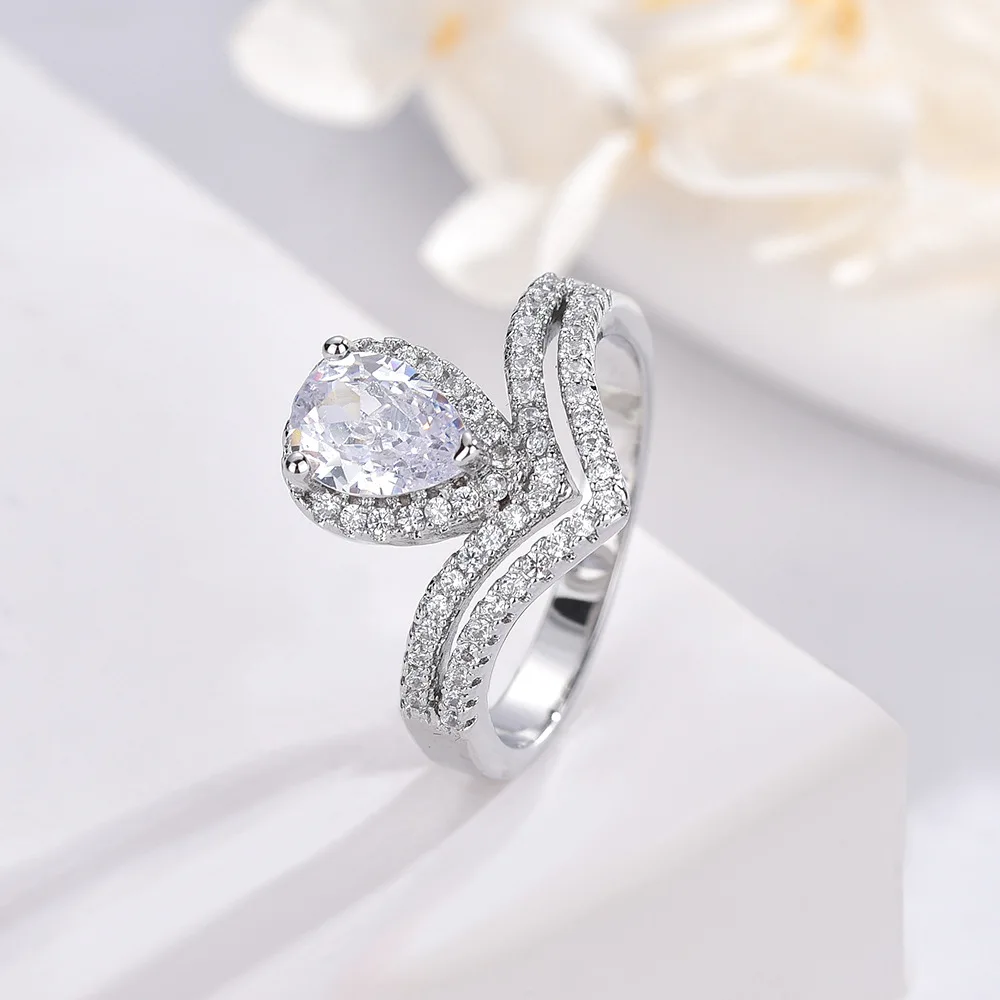European Aristocratic Style Zircon Gemstone Crown-shaped Ring - AAAA Teardrop-shaped Zircon Jewelry - Wedding Proposal Ring