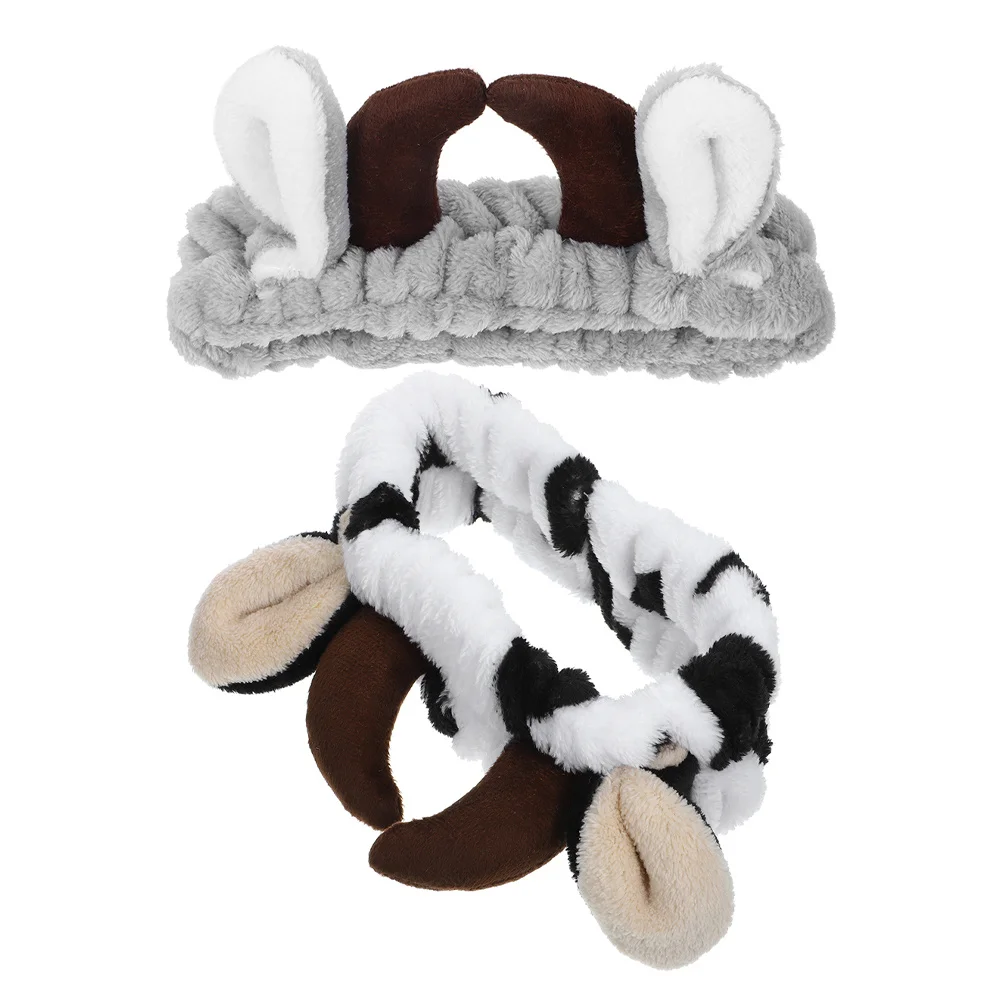 2 قطعة القرن ماكياج Headbands البقرة الأيائل الحيوان قرن الوعل قناع الوجه سبا العصابات لينة دائم اكسسوارات قرون Headbands #1