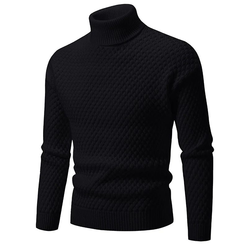 Suéter de gola alta quente masculino casual gola alta pulôver de malha jumper roupas de rua de inverno