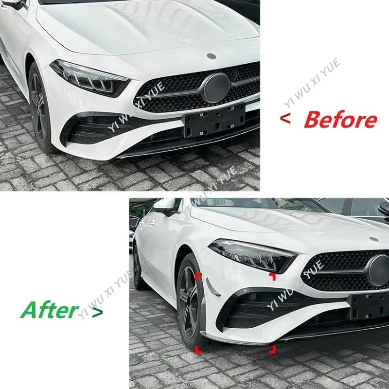 Dla Mercedes Benz W177 A180 A200 A35 AMG lifting 2023 + dekoracja spojler zderzaka z przodu dyfuzor rozdzielacz Spoiler Tuning Tuning