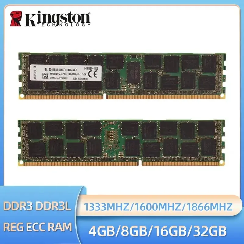 Kingston DDR3 DDR3L memori Server PC3-12800R, ECC REG 2RX4 1333MHz 1600MHz 1866MHz, 4GB 8GB 16GB 32GB 64GB