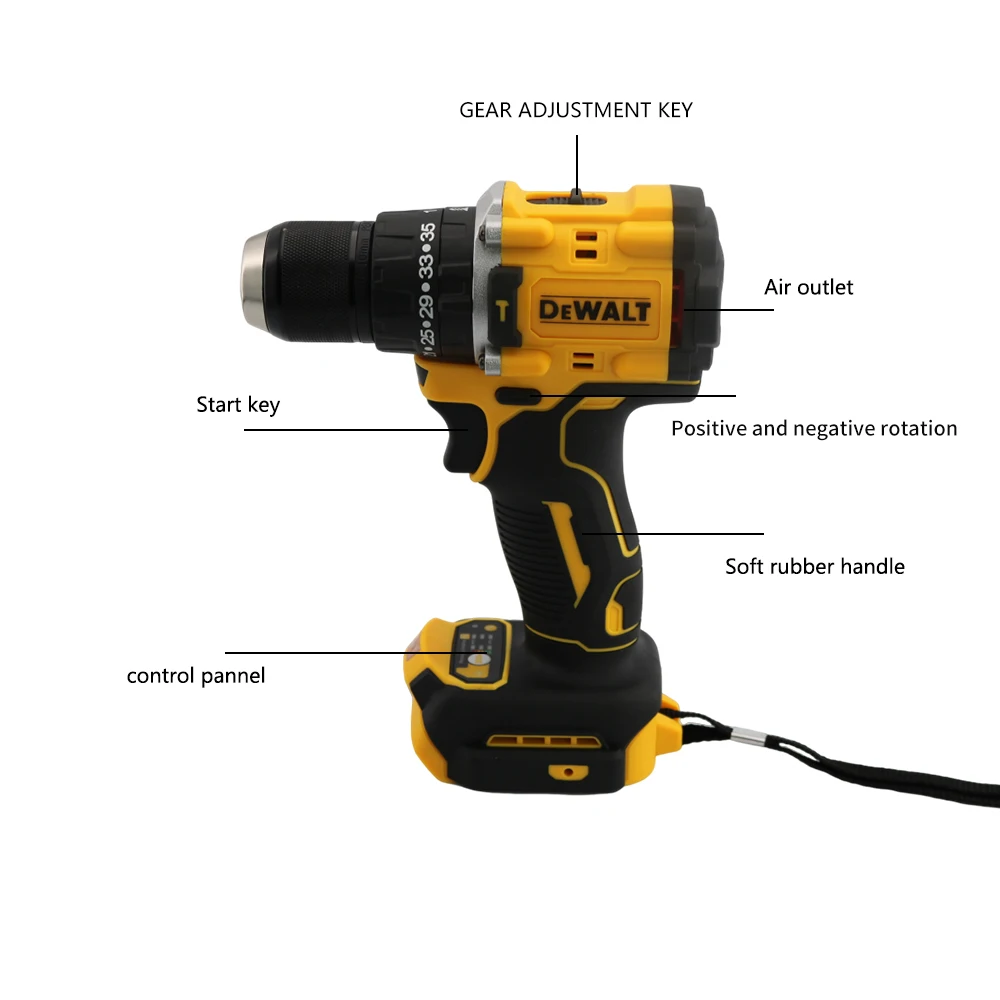 DEWALT DCD80518v Lithium battery Ultra-high torque brushless compact percussion drill Easy to operate variable speed power tools