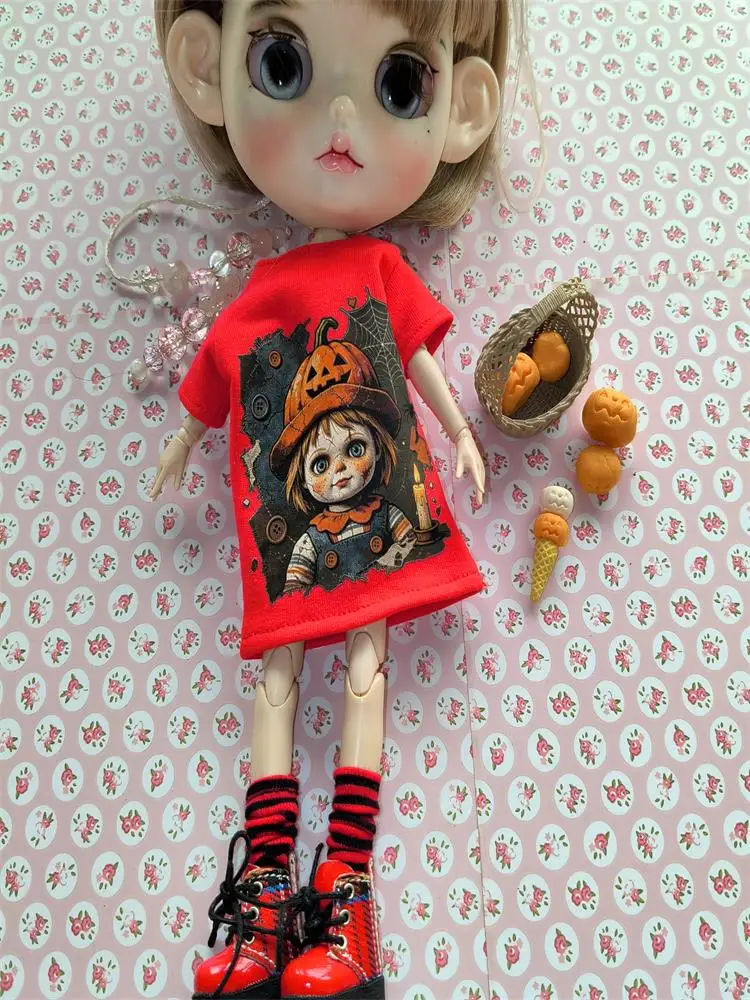 NEUES handgefertigtes Halloween-Themen-Set aus Kleid und Socken für Blyth 30cm Puppen Momoko, Obistu, Licca 1/6 Puppenzubehör – Detail 2