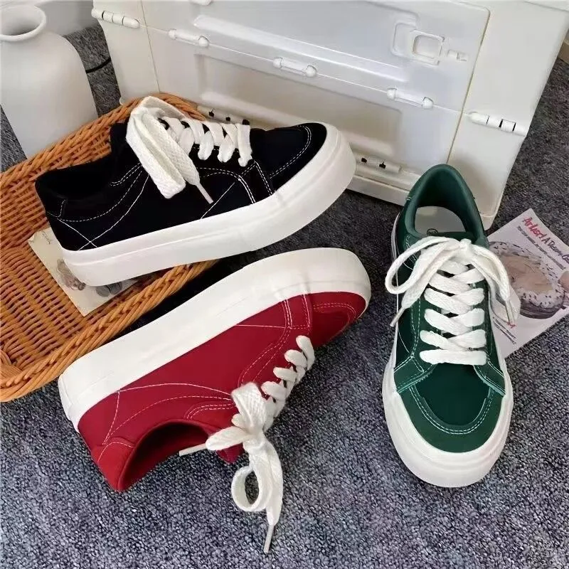 Fashion Casual Canvas Shoes for Women Spring Autumn New Designer Board Shoes Female Solid Color Women\'s Vulcanize Shoes