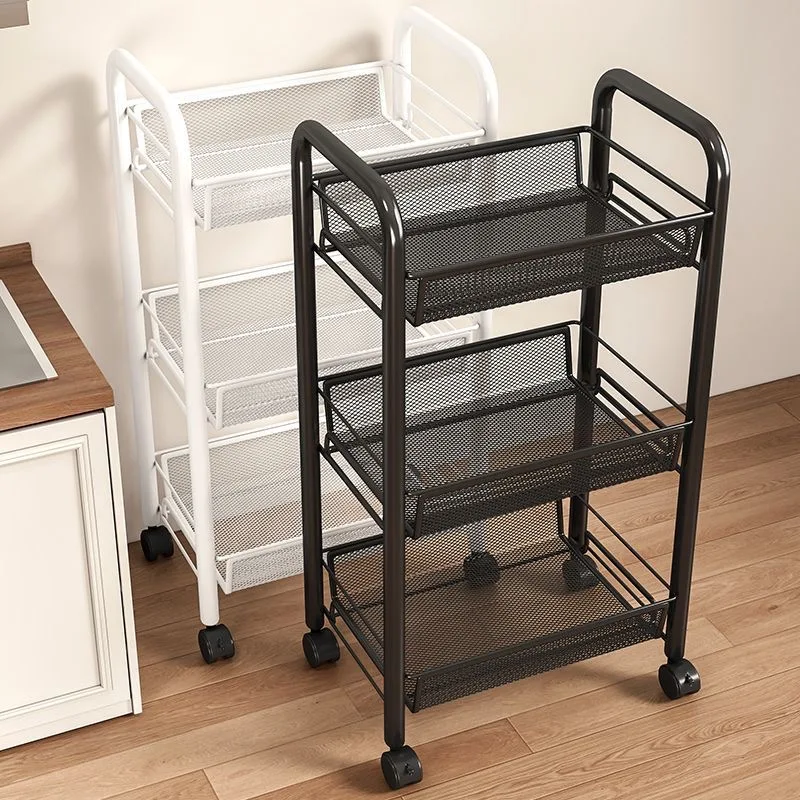 

New Home Trolley Storage Rack Living Room Iron Organizer Shelf Multi-Layer Bathroom Storage Multifunctional Cart with Wheels