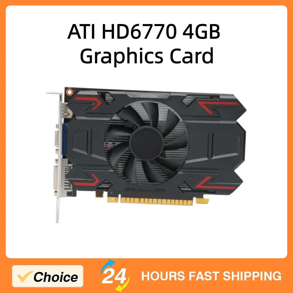 ATI HD6770 4GB 128Bit Graphics Card DDR5 650MHz Computer Graphics Card  For Game Multimedia Desktop Computer Network Accessories